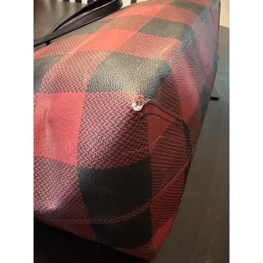 Coach City Tote Red Black Buffalo Plaid Holiday Tote Bag - Picture 8 of 13